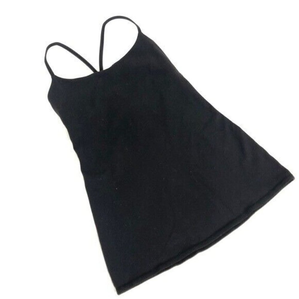 Lululemon Black Tank Strappy‎ Back Workoutout Top Size 6 solid Stretch